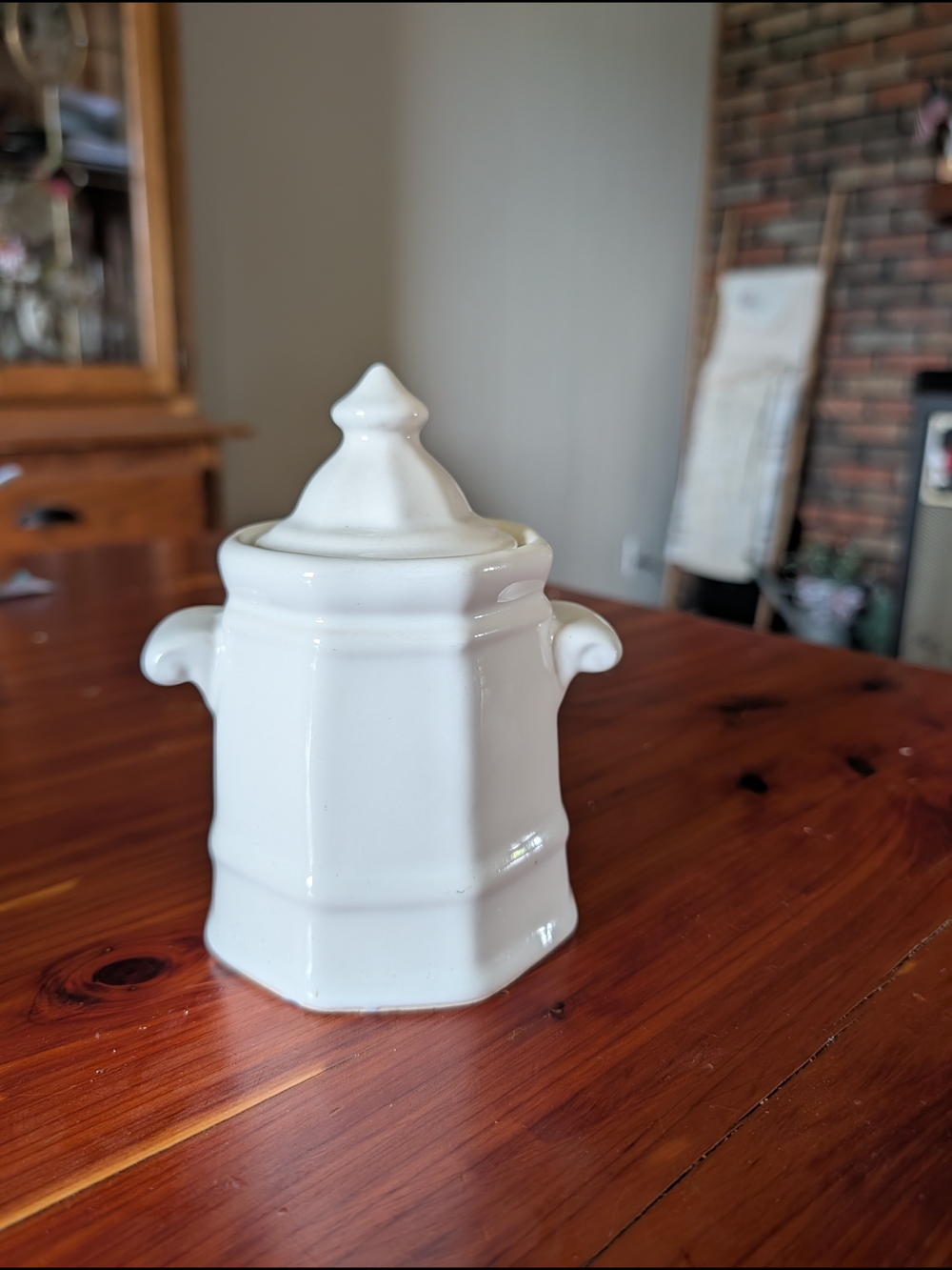 White Ceramic Lidded Canister with Handles
